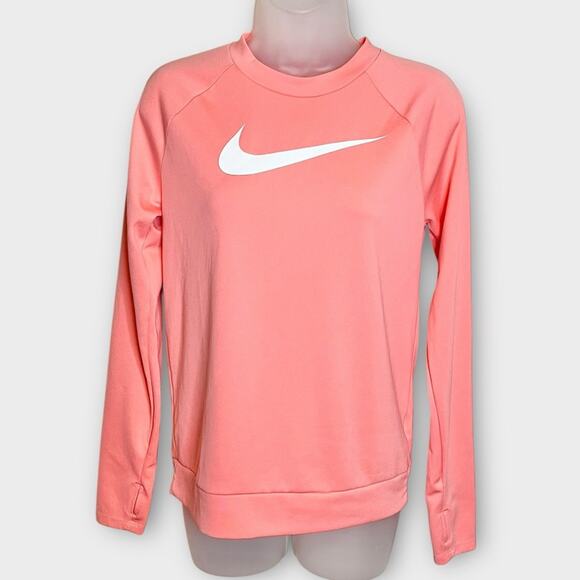 NIKE Running Women's Peach center logo long sleeve top with thumb holes size XS - Picture 2 of 5